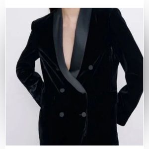 Zara tuxedo black velvet blazer (new)
